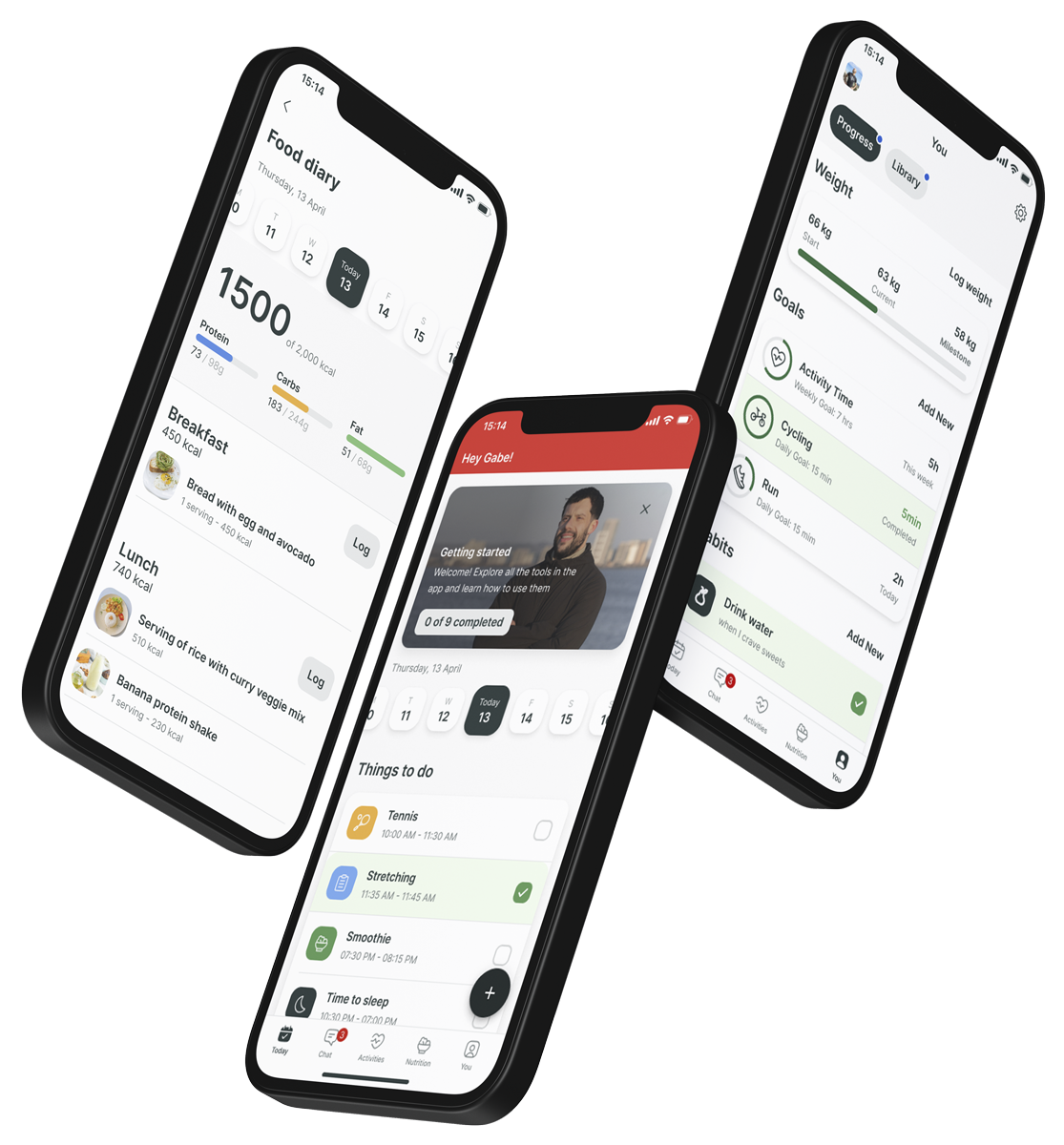 A mockup of the coaching app showcasing the features.
